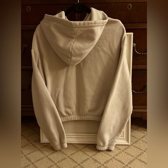 Zara oatmeal Cropped Hoodie elastic waist NWOT M - Picture 2 of 7